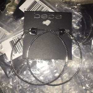 Bebe Silver Hoop Earrings